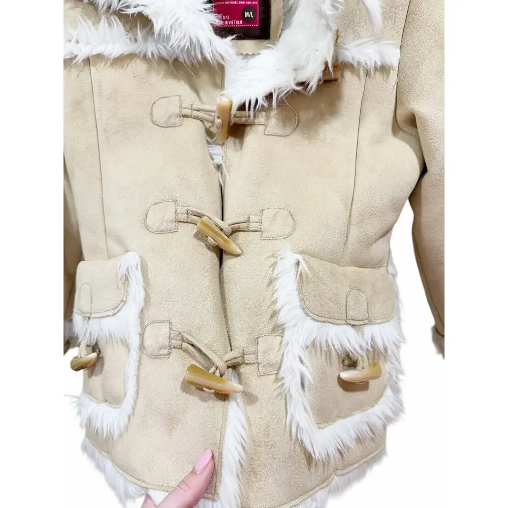 Gap Girls Faux Fur Suede Combo Jacket Sz 8/10 M/L 2006